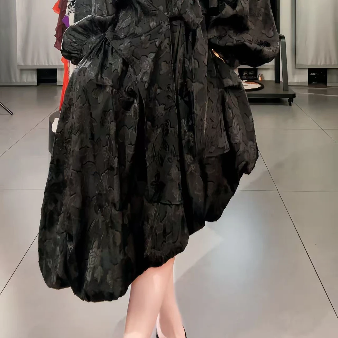 2025小众设计剪花不对称花苞半身裙女气质时尚宽松百搭高腰短裙潮