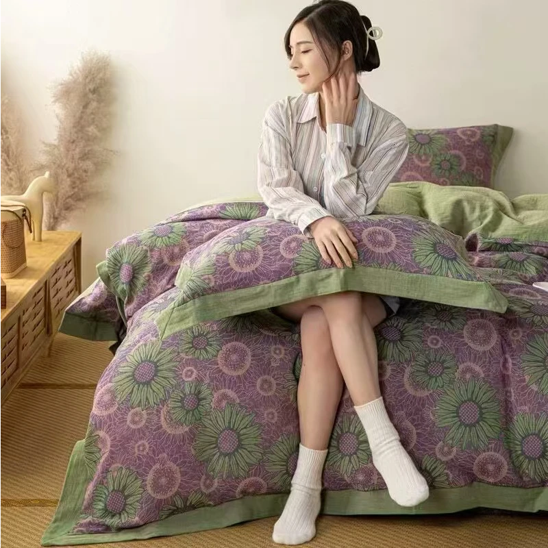 【花海梦境】纯棉双层纱高端亲肤加厚被子
