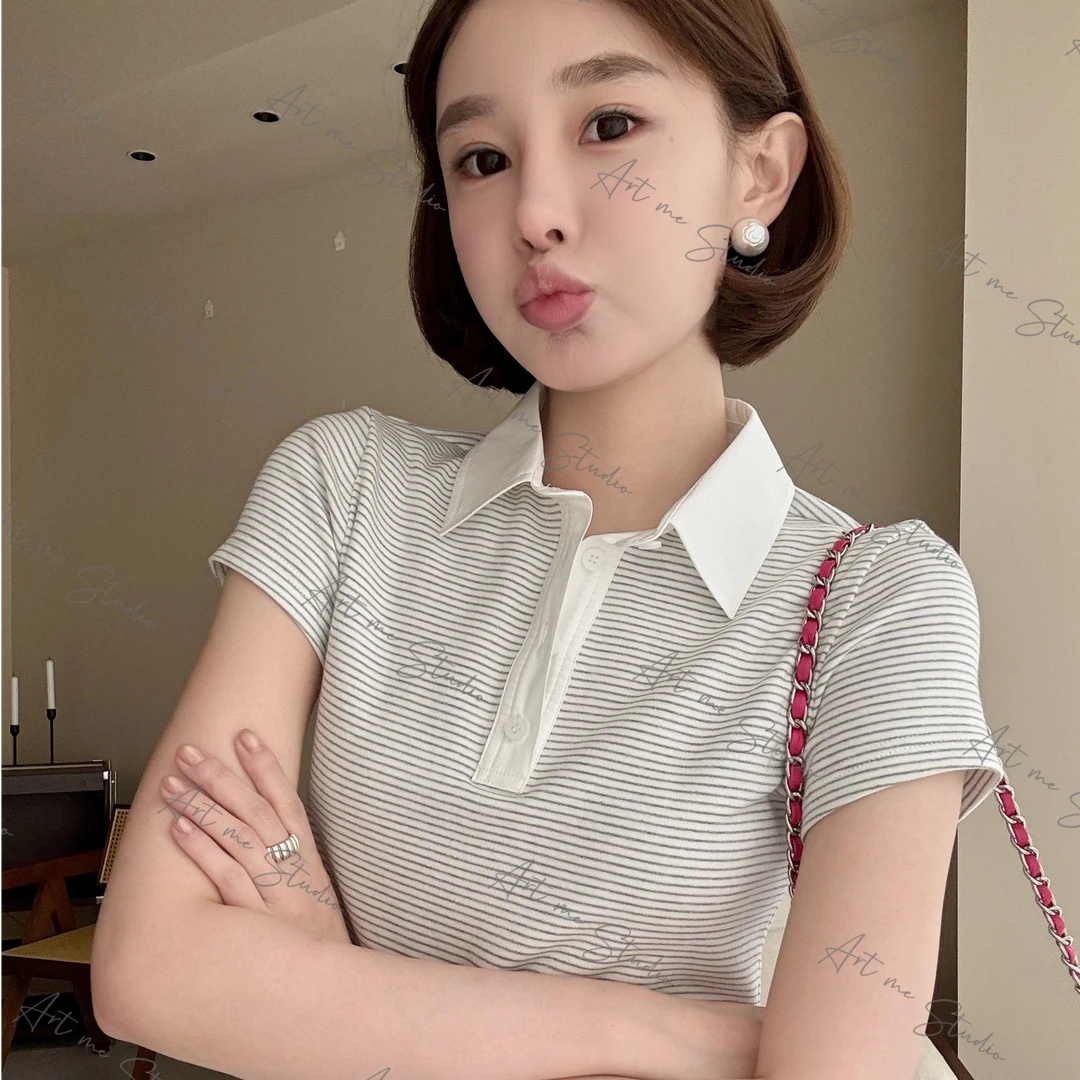 polo云朵T零敏触感显身材老粉必入撞色百搭显瘦两色上衣w1383p2