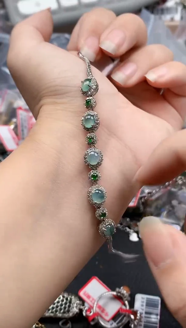 银S925镶嵌戒指翡翠天然A货缅甸翡翠