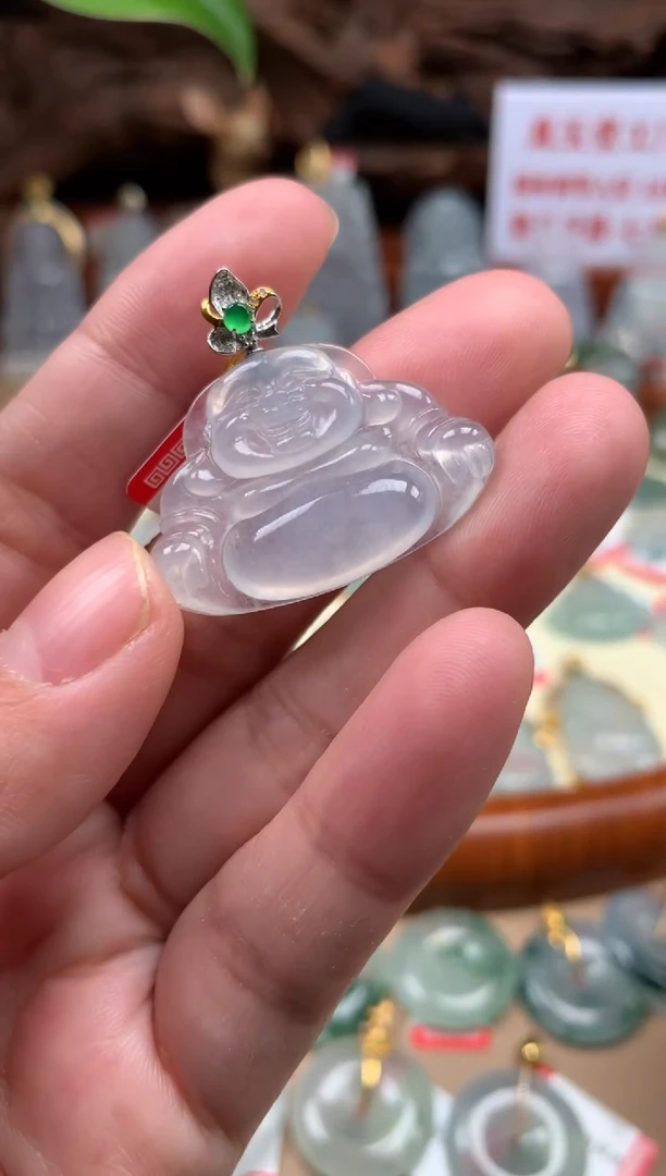 【闪购商品】翡翠颈饰18K金镶嵌佛公