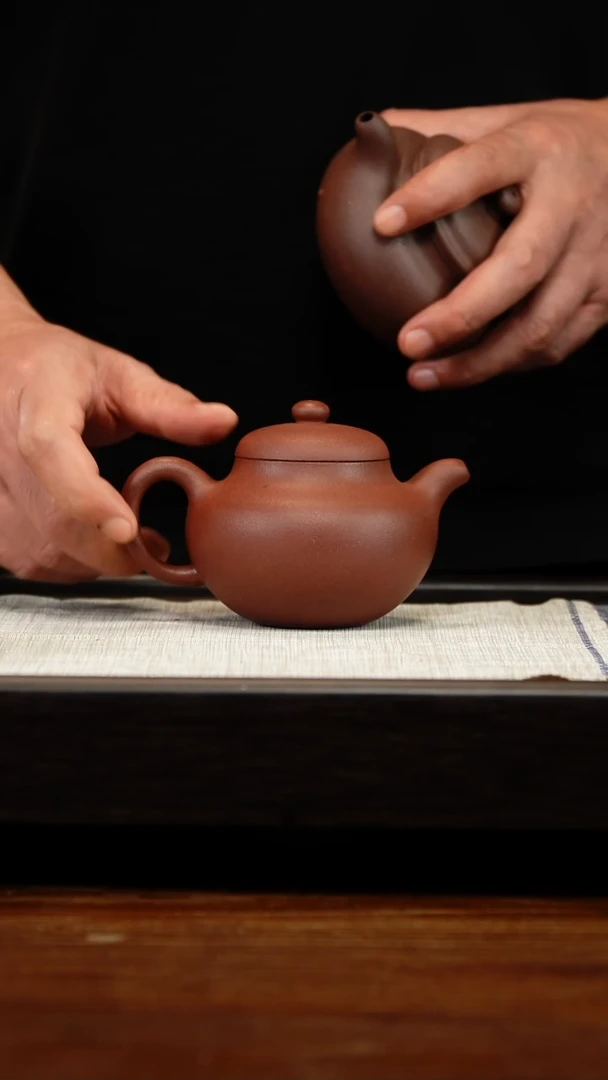 茶壶紫砂紫泥柿圆