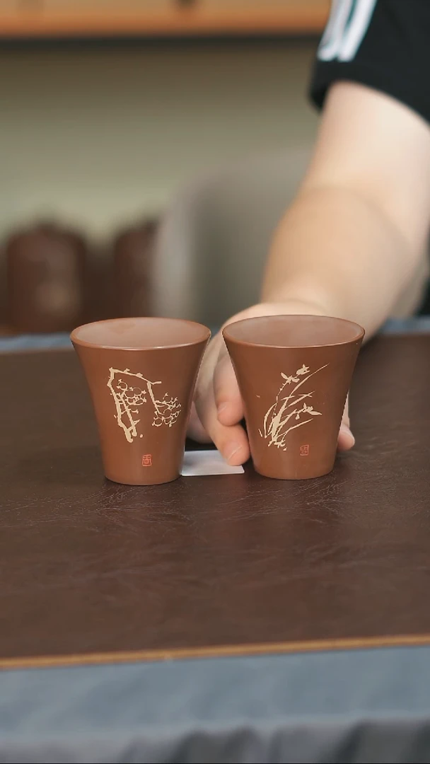 罐存茶山云水山涧建水紫陶微瑕素心主人杯 一对003