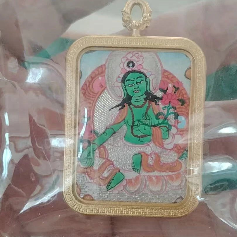 西藏手绘唐卡绿度母