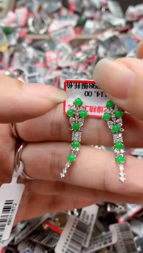 银S925镶嵌戒指翡翠天然A货缅甸翡翠