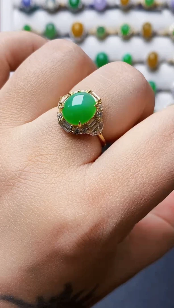 银S925镶嵌戒指翡翠0131