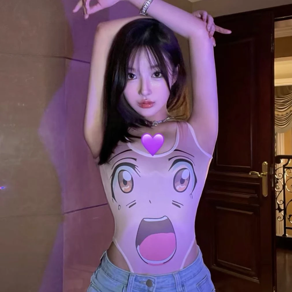 猫什么喵pro·大眼二次元*正反两穿*弹力连体款夏天吊带背心