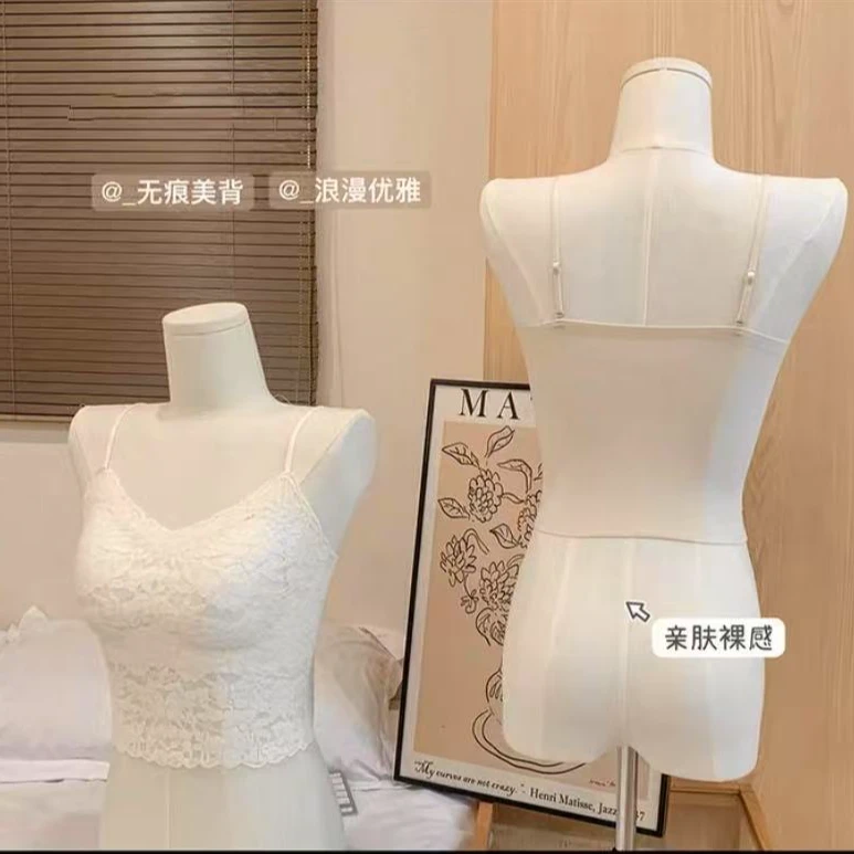 【提花蕾丝】法式蕾丝背心打底带胸垫美背吊带韩版显瘦上衣春夏