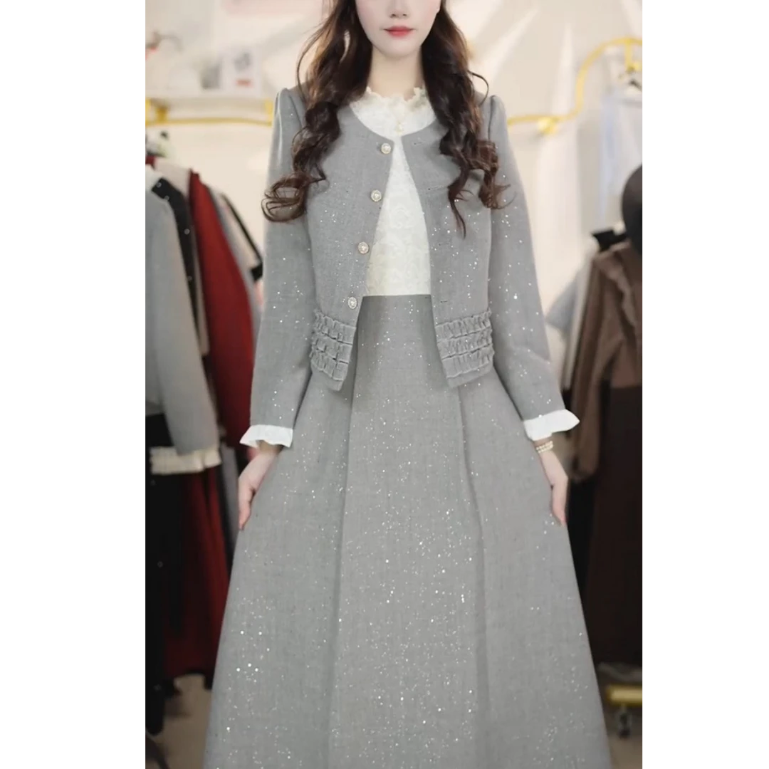 套装连衣裙2025新款秋季十三行今年流行高级感两件套Y879291