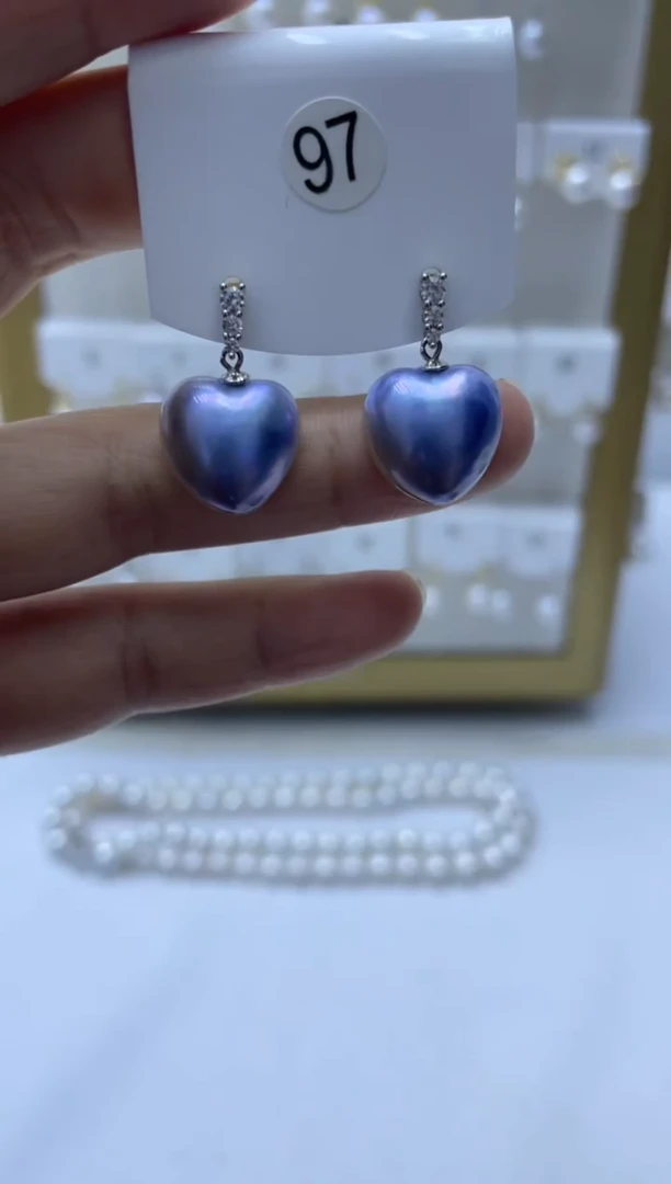 耳饰拼合珍珠（马贝珠）银S925镶嵌97