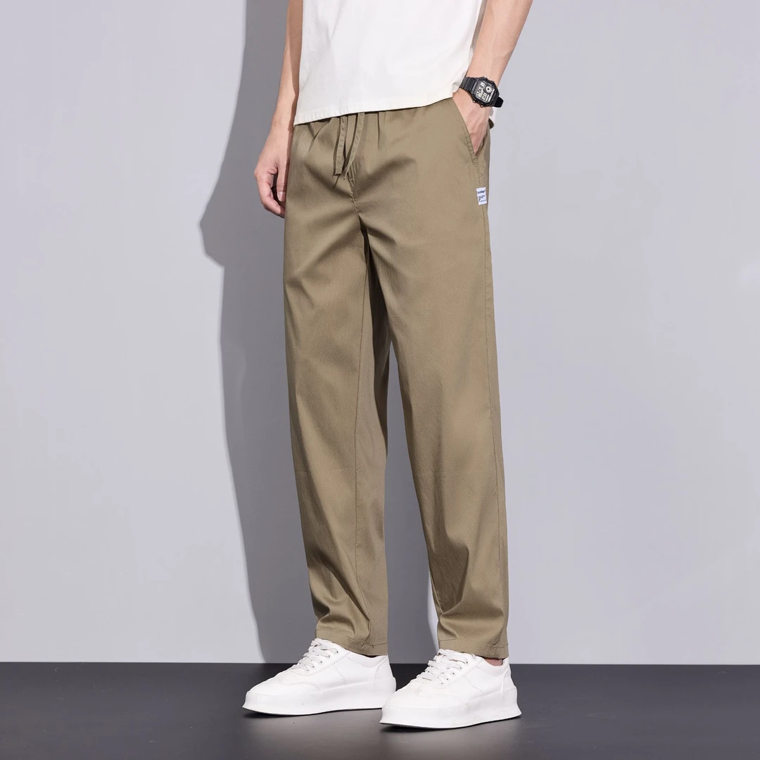 衣时购夏季新款垂感直筒裤薇锥男装裤纯棉舒适百搭微哈休闲长裤子