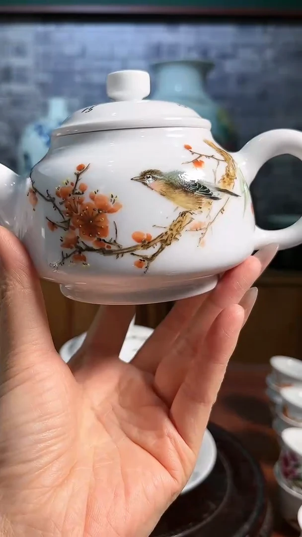 【闪购商品】官窑瓷画院874官窑瓷画院陈建庆花鸟壶