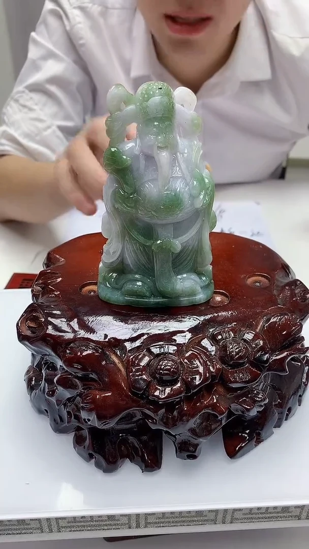 【闪购商品】定制翡翠未镶嵌4868zm-毛货摆件赠底座财神291