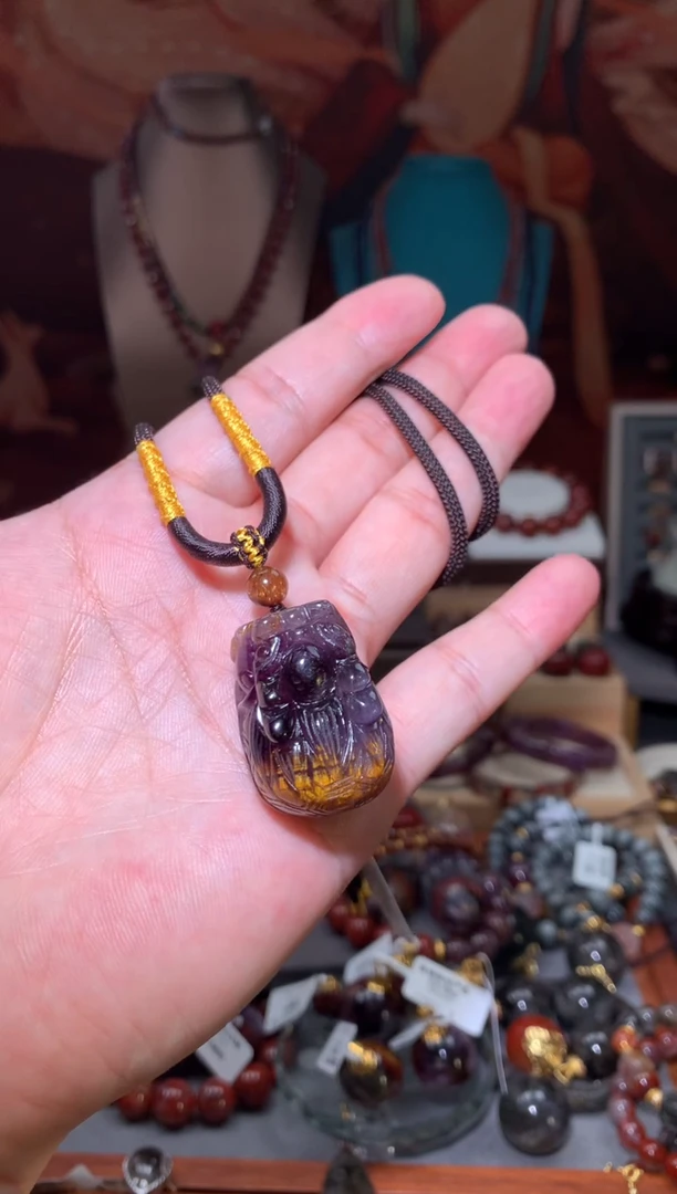 未镶嵌珠宝半成品水晶极光紫钛