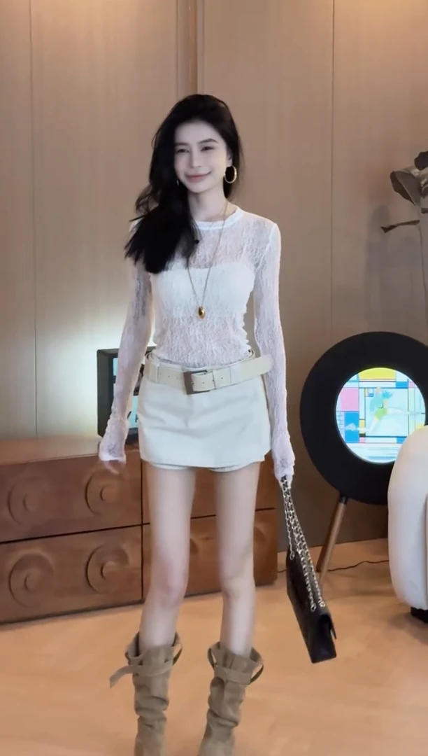 2025夏季新款性感时髦辣妹百搭微透长袖修身显瘦防晒T恤上衣女