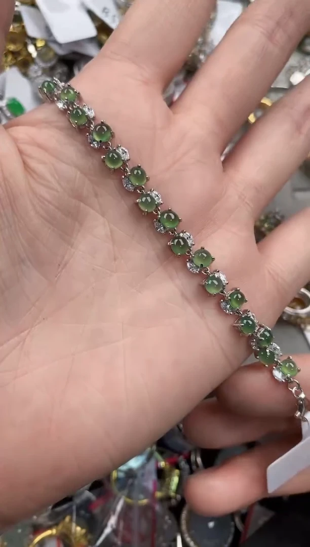 银S925镶嵌戒指翡翠11   7