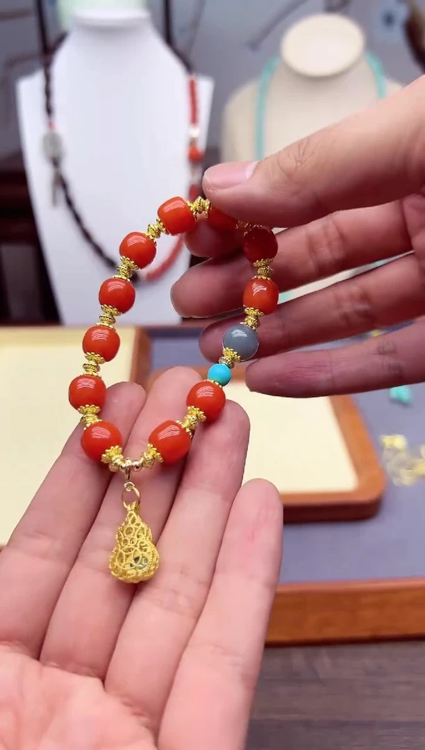 【闪购商品】南红玛瑙手链14K金镶嵌S SSSSSSS