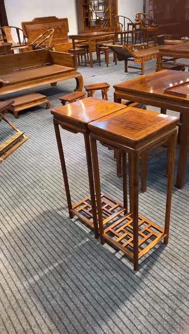 花梨木类木雕款花架一对