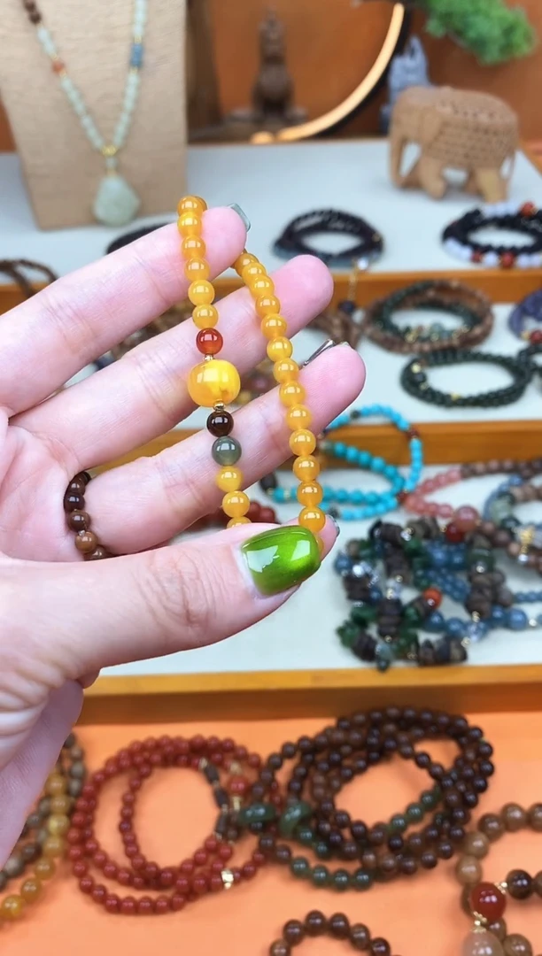 未镶嵌蜜蜡手链单圈蜜蜡玛瑙手串