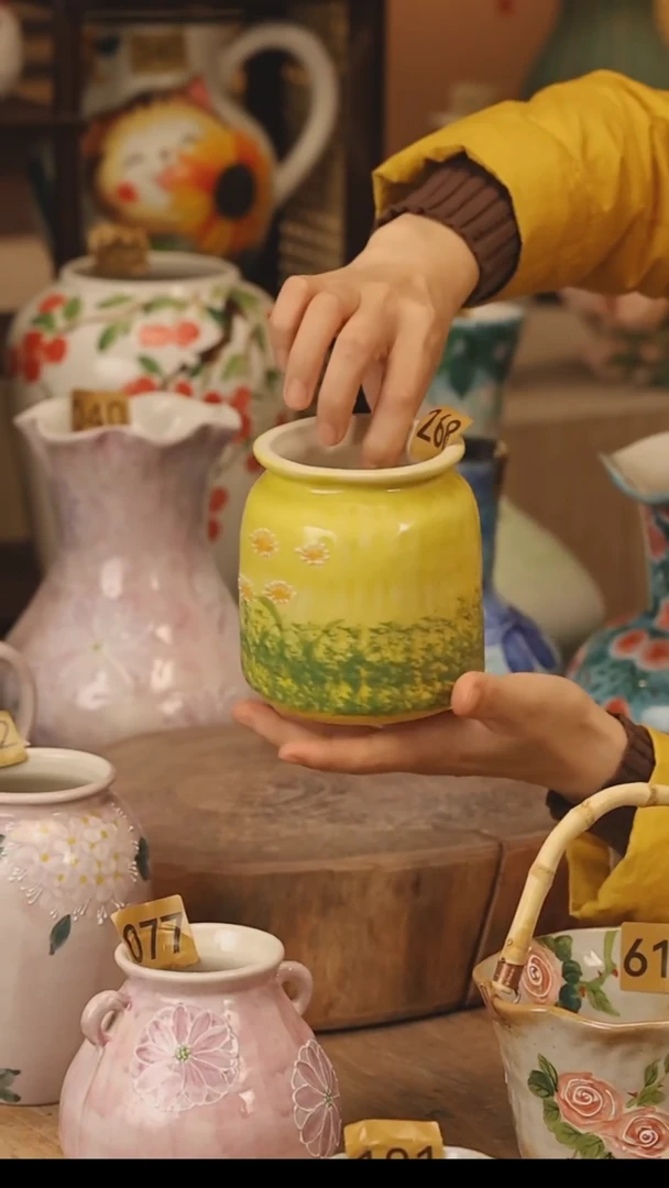 陶瓷景德镇设计师手作花器摆件侘寂风@M268@