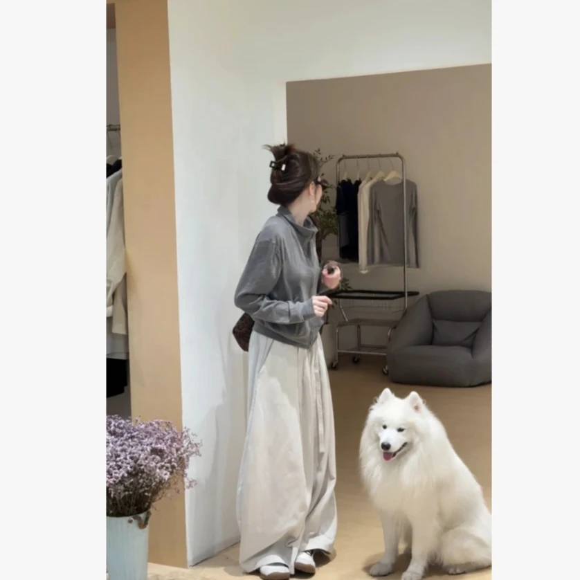 时髦开衫2025秋季新款韩系宽松百搭开衫上衣女休闲裤时尚套装