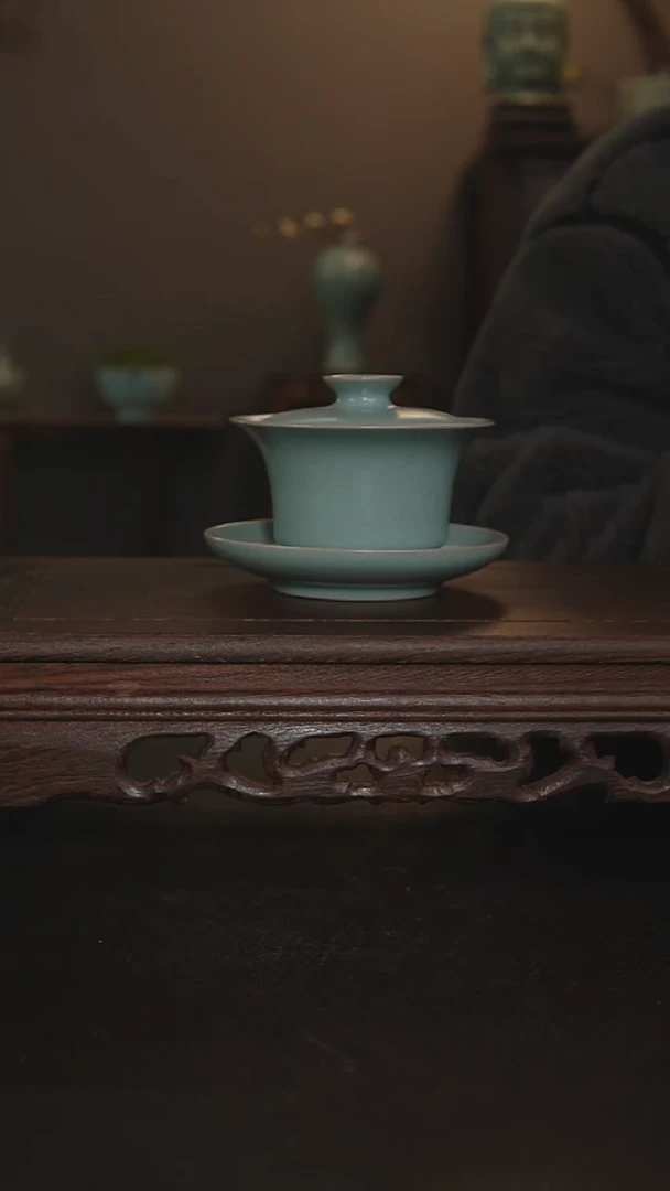 摆件瓷仿古手工马蹄盖碗