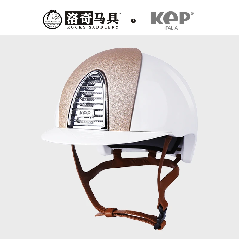 Cavassion意大利kep二代亮白马术头盔 粉色亮片 洛奇马具8101277