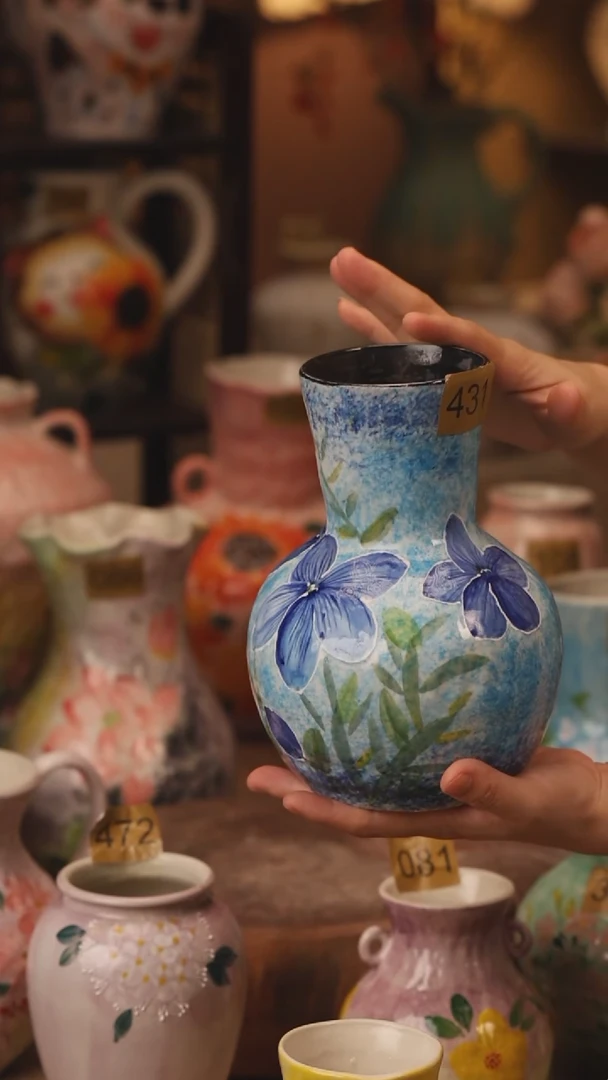 陶瓷431景德镇设计师手作花器摆件侘寂风