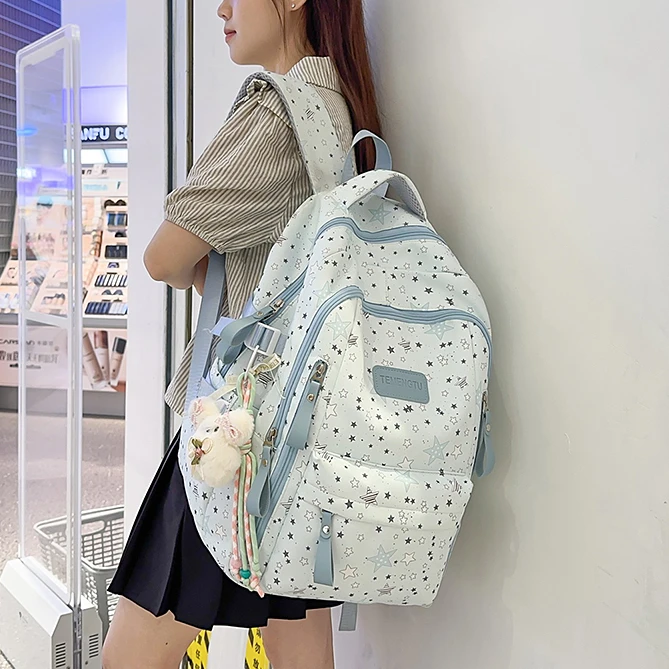 书包女ins高颜值星星双肩包小学生女童初中生高中休闲轻便背包潮