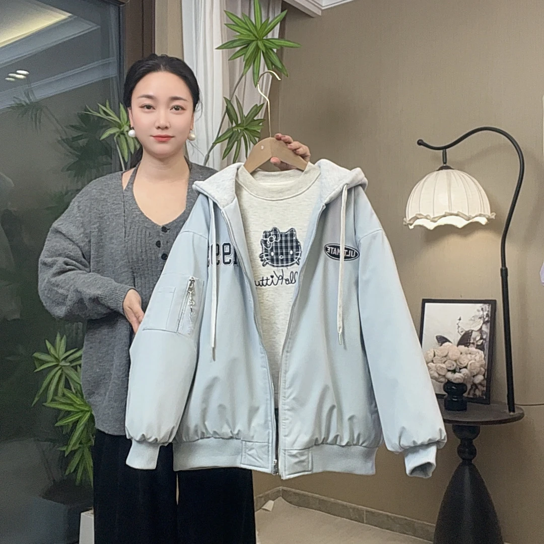 【大然家定制】女童加绒加厚外套秋冬装2025新款中大童连帽上衣棉服