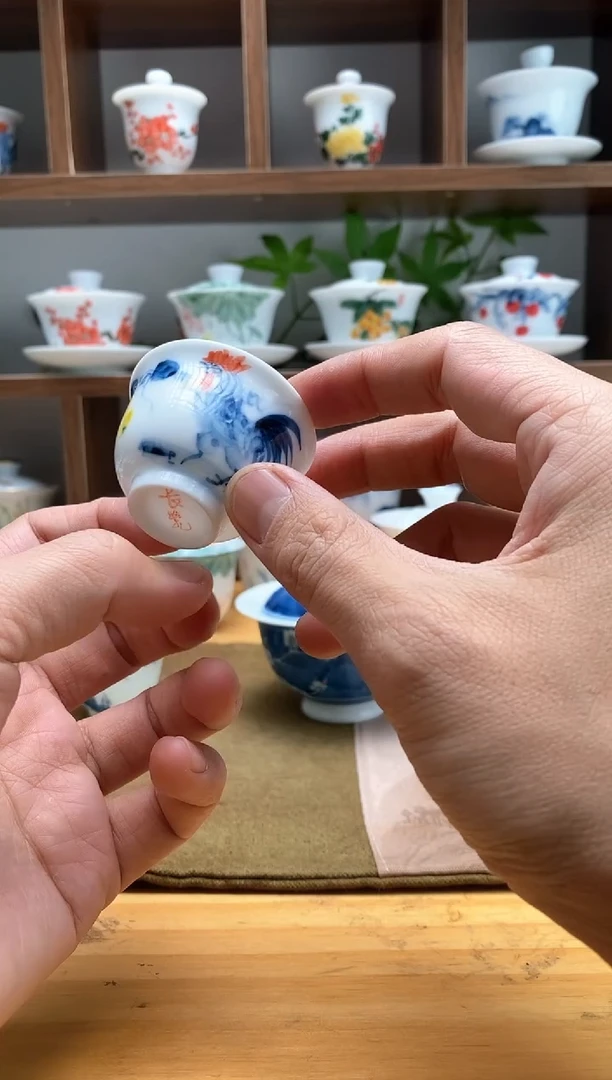 【闪购商品】纯手绘釉下彩公鸡杯30CC公鸡杯