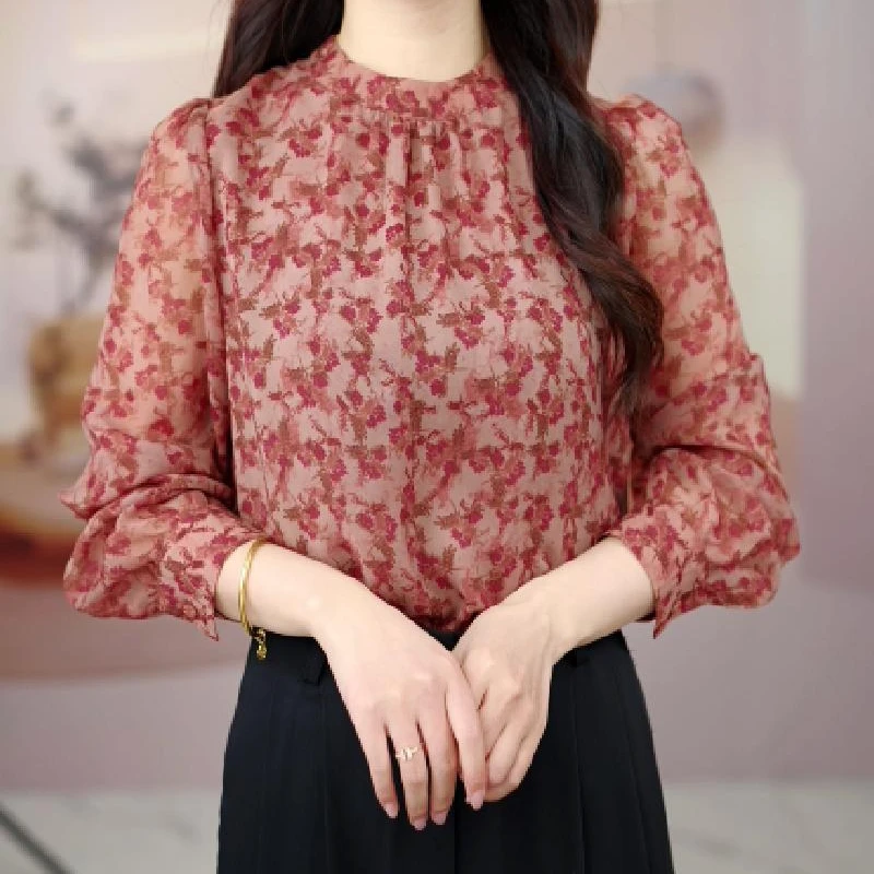 春意阑珊衬衫女2025新款高端设计感气质上衣洋气减龄小衫mj026