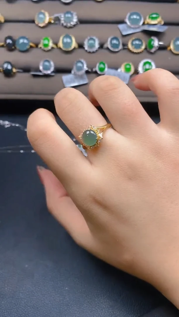 翡翠戒指银S925镶嵌12121