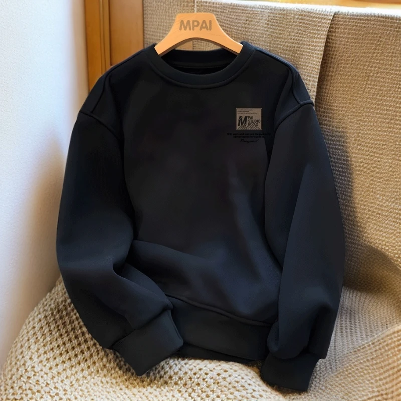 男士加绒加厚卫衣男生秋冬季休闲风长袖打底衫男女款保暖上衣男装