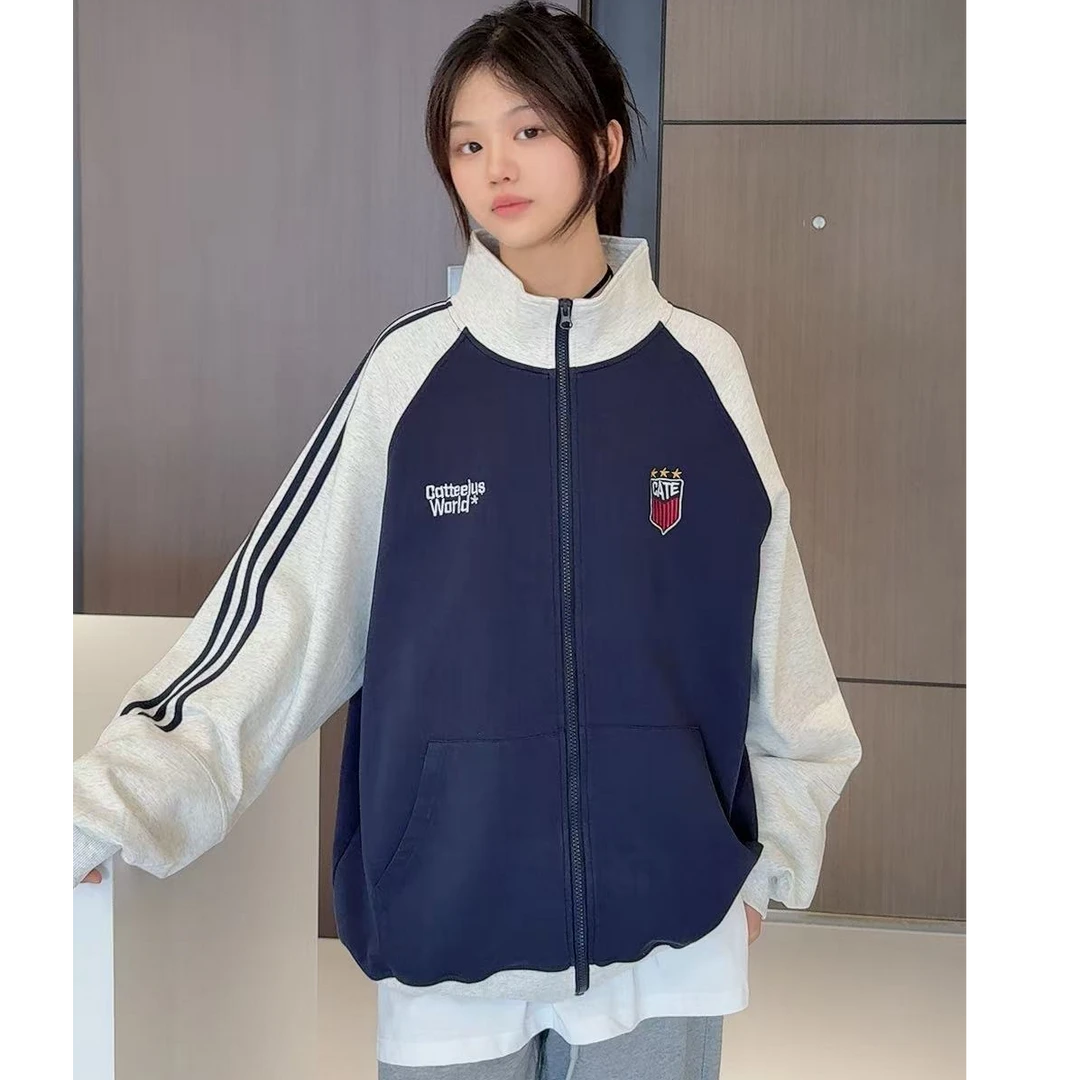 TTY  2025秋款设计感美式高街字母立体刺绣拼色棒球服外套278037