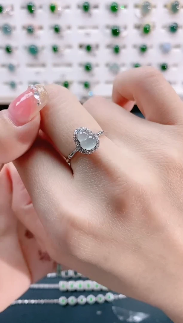 【闪购商品】翡翠戒指银S925镶嵌天然翡翠