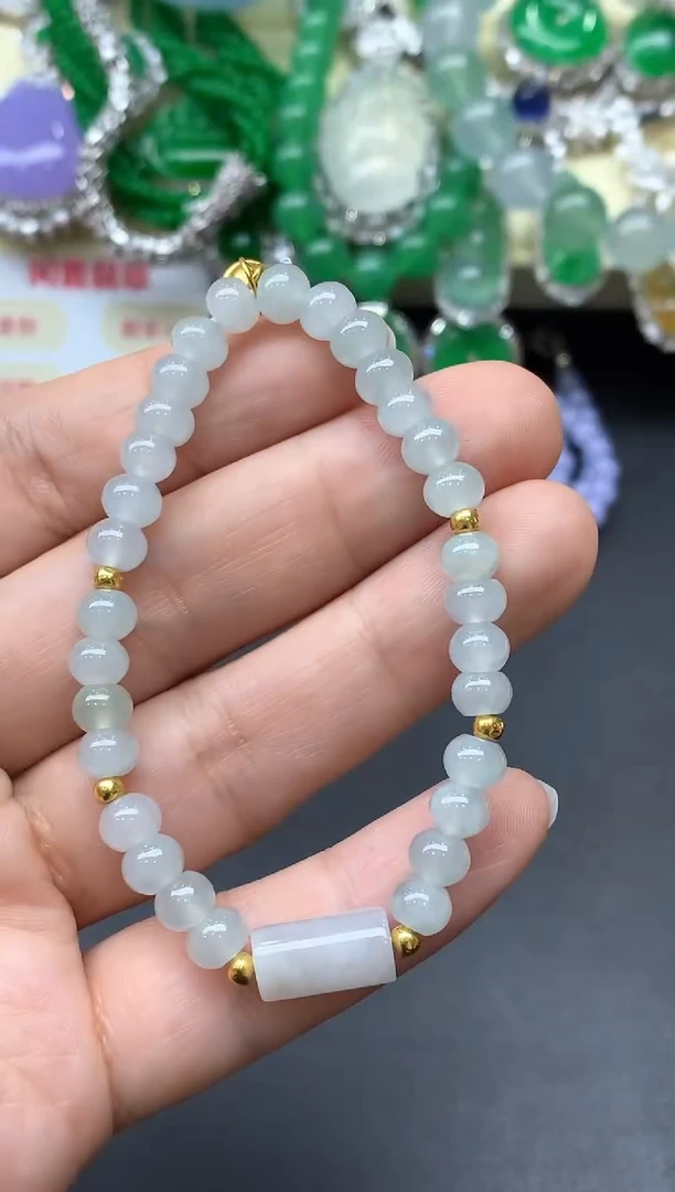 足金镶嵌手链翡翠86-中国好珍宝