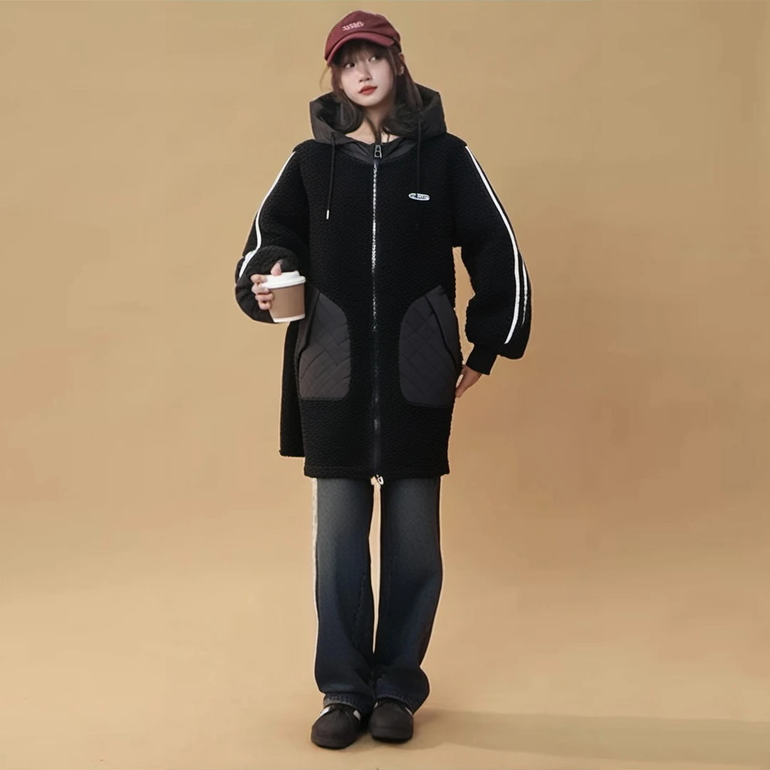 JUCY JUDY时尚百搭外套休闲黑色加厚JJ1651-JVRF927GBK