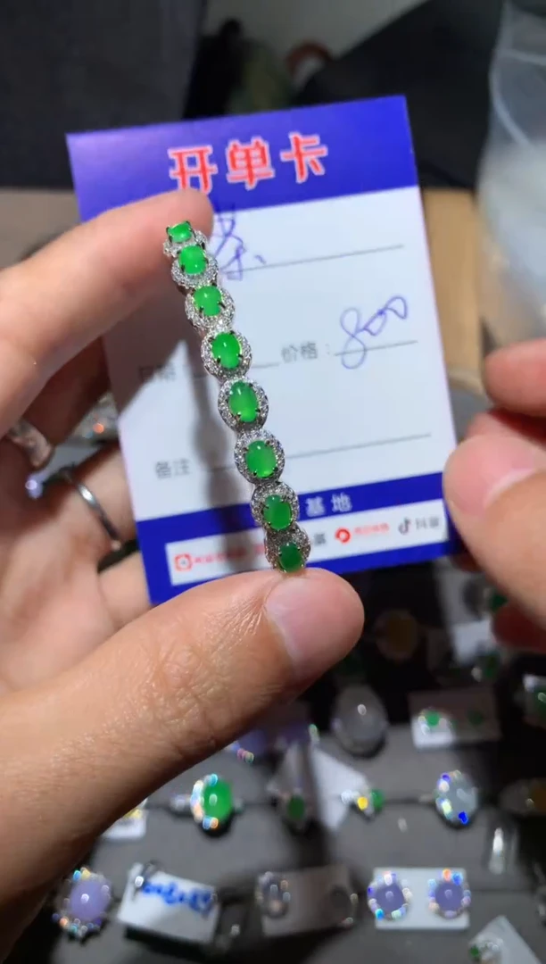 【闪购商品】翡翠手镯银S925镶嵌向 茶点妈妈