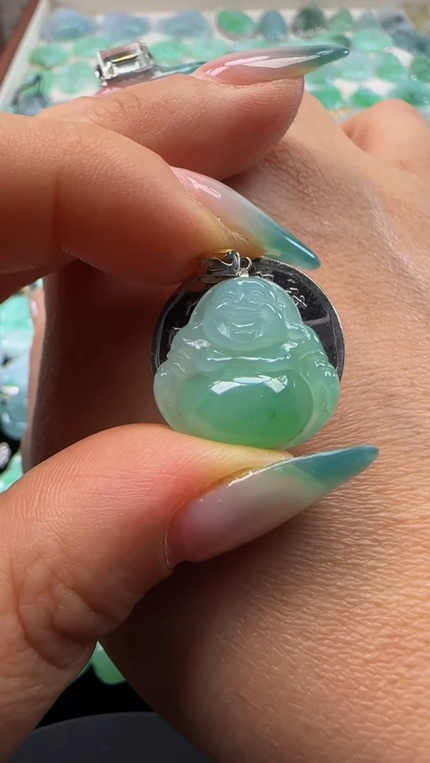 吊坠(不含链)18K金镶嵌翡翠佛公