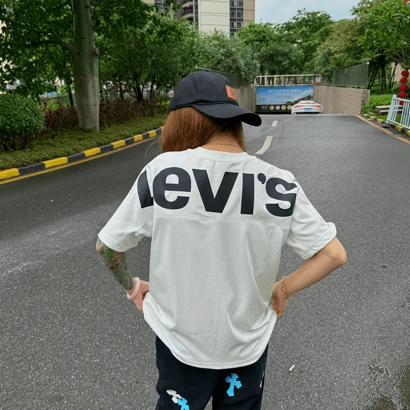 美式复古黑色背面印花字母t恤男款夏季潮牌cleanfit短袖正肩半袖