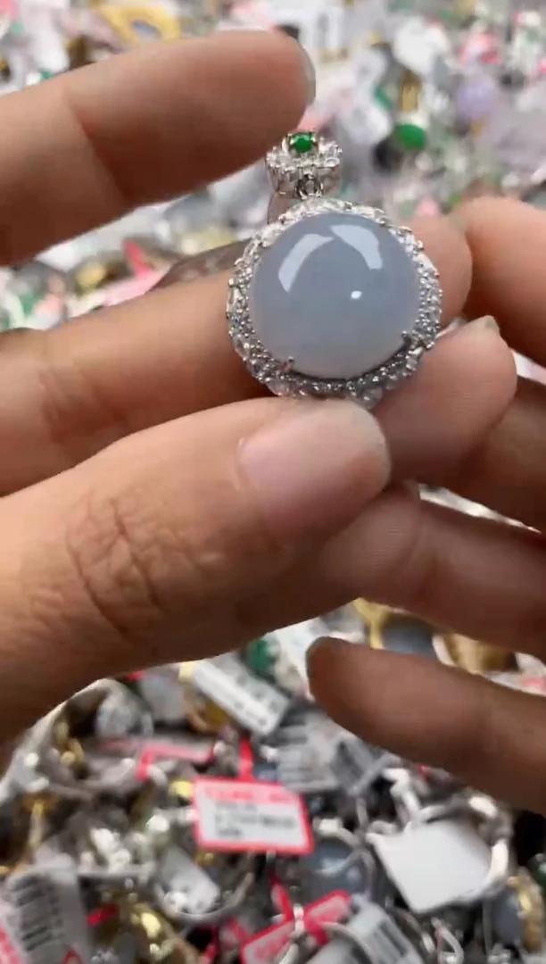 银S925镶嵌戒指翡翠666    1