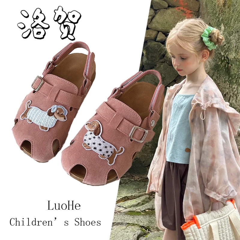 小狗童鞋鞋子包头凉鞋春夏新款可爱镂空洞洞鞋女童时尚防滑博肯鞋
