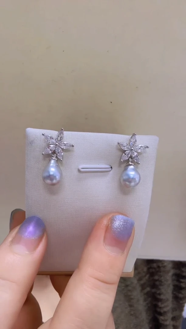 未镶嵌耳饰海水珍珠真多麻7.3mm+S925银耳钉