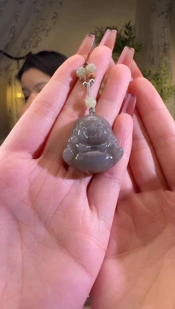 【闪购商品】和田玉颈饰未镶嵌烟紫30mm佛公