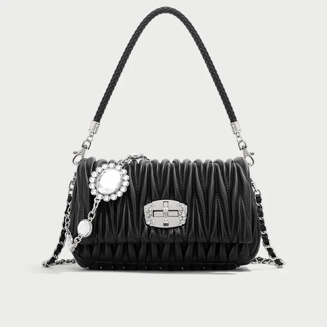 【静姐补贴】时尚褶皱包单肩斜挎手拎包百搭女包2118-02