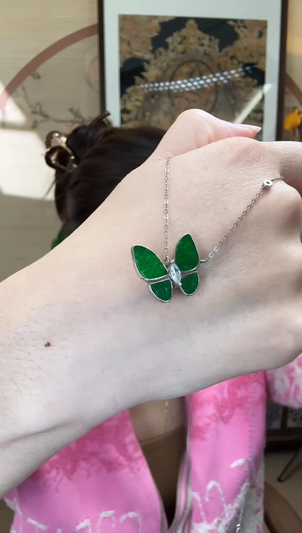 银S925镶嵌翡翠耳饰吊坠