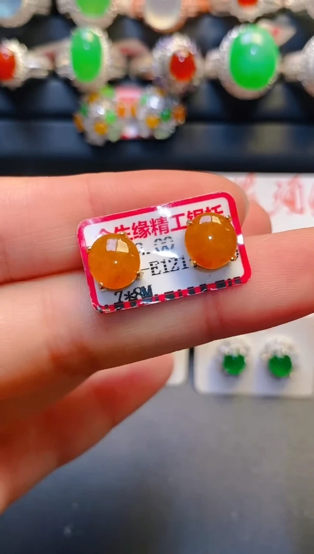 银S925镶嵌戒指翡翠天然