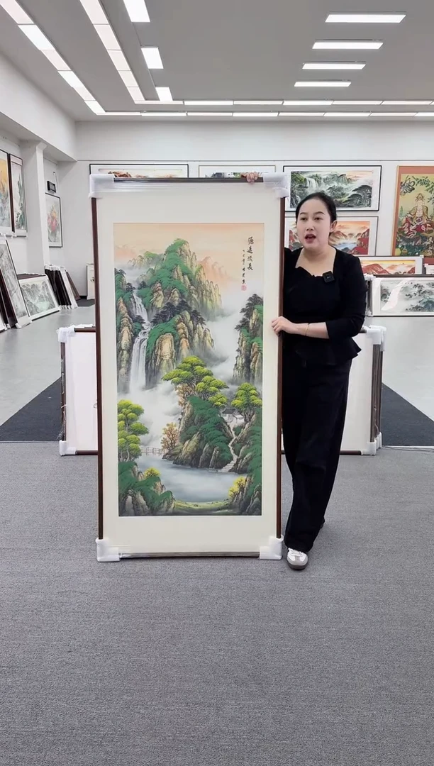 国画手绘 竖幅 玄关 源远流长172*85