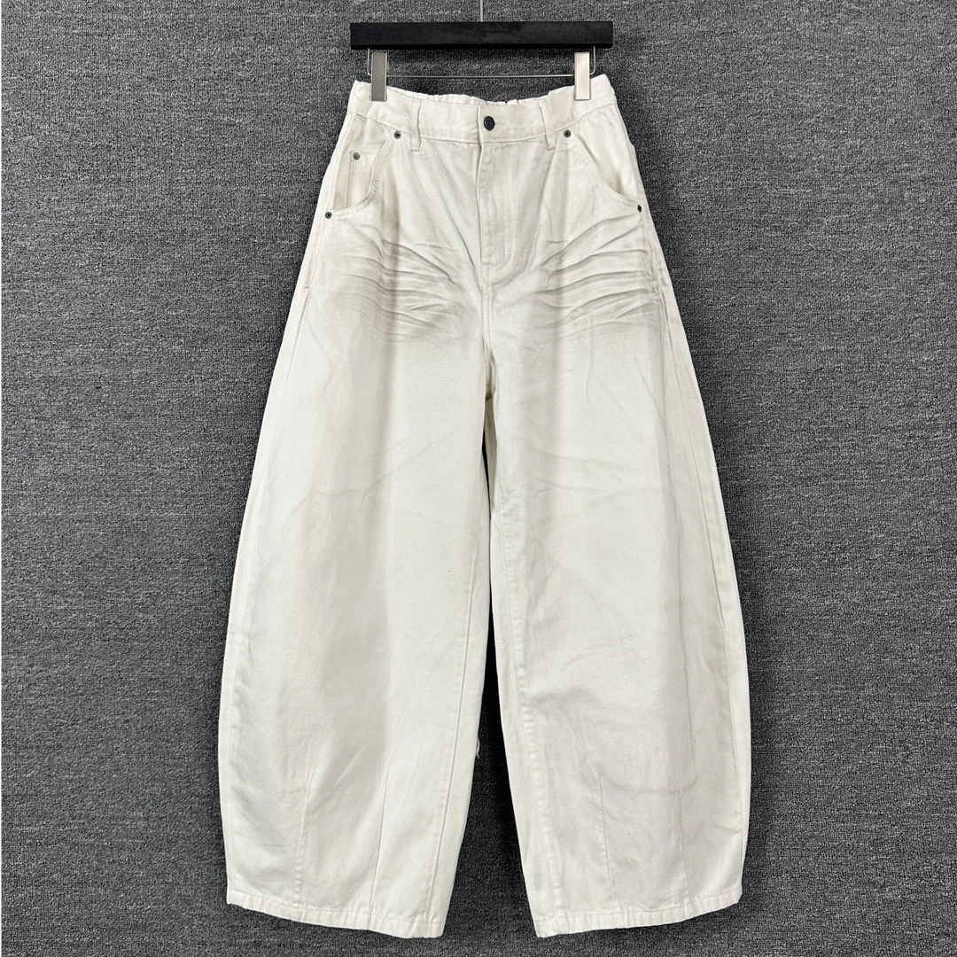 美式复古做旧微跨阔腿裤男秋冬新款宽松直筒休闲潮流百搭牛仔长裤